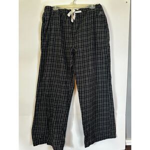 Aeropostale Men’s Pajama Pants XL Gray Black Plaid Flannel Lounge Sleepwear